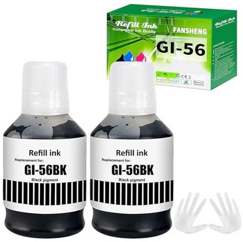 FANSHENG GI56 GI-56 Tinte kompatibel mit Canon GI 56 Tintenfehlflaschen für MAXIFY GX7050 GX6050 GX5050 GX4050 GX3050 Drucker 7700 Seiten (2 Pack Schwarz x 2)