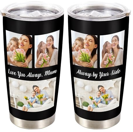 LOJISER Personalised Travel Mug with Photo Text, Customised Coffee Travel Cup with Straw and Lid, Personalised Gift for Women Men Dad Mum Couples Family Friends Brothers, and Sisters