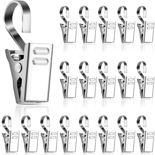 60 Stück Edelstahl Gardinen Klammern, Mehrweg Multifunktions Vorhang Klammern, Vorhang Clips zum Aufhängen von Duschvorhängen, Wäscheleine, Fotos, Karte