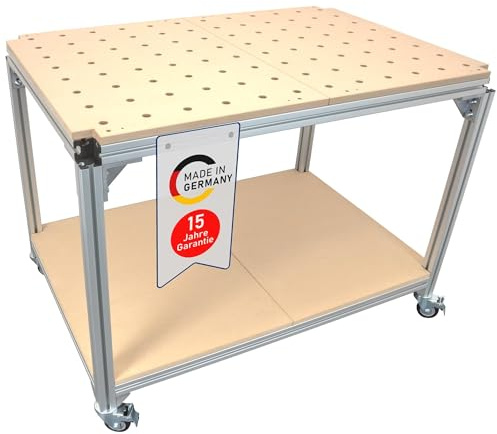 GLUTBERG TOOLS Werkbank Workstation Pro - Arbeitstisch auf Rollen mit Lochplatte - als Multifunktionstisch/MFT perfekt für Jede Werkstatt - Made in Germany