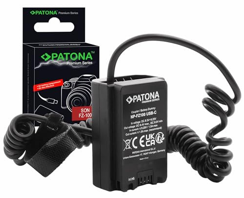 NP-FZ100 Dummy Akku USB-C Premium Netzteil Netzadapter Ladegerät Koppler Adapter kompatibel mit Sony NPFZ100 NP FZ100 Alpha 7 R3 R4 7C 7R 7CR 7S 9 II 9R 9S 6600 6700 A1 A9 A7 III IV FX3 FX30