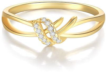 EVER FAITH Anelli intrecciati, in argento sterling 925 placcato oro 14 carati, con zirconi per donne, amicizia, mamma, figlia, amore, nodo, matrimonio, promessa, Argento sterling Zirconia cubica