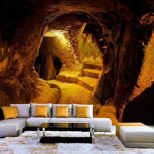 Cave of Stone Cubic 3D Wallpaper Feature Office Living Room Sofa Bedroom TV Background Wall Decoration-250cm×170cm