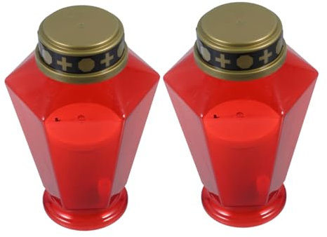 Alipis 2 Piezas vela electronica velas de pilar LED vela conmemorativa del cementerio luces del cementerio grave velas electricas velas LED candelitas polipropileno de plástico rojo