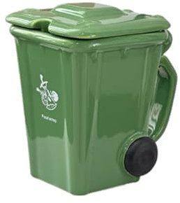 Ceramic Green Trash Bin Mug, 350ml – Fun and Unique Garbage Bin Design Mug, Perfect for Coffee Lovers and Quirky Gift Ideas