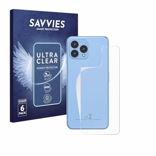 Savvies 6 Stück Schutzfolie für Cubot P80 (Rückseite) Displayschutz-Folie Ultra-Transparent