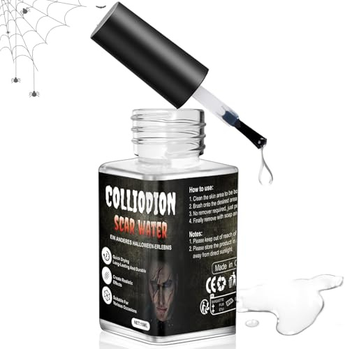Narben Fluid, Collodion Scar Fluid, Rigid Collodion, Schnelltrocknend | Langanhaltend und Haltbar für Halloween Make up, Cosplay Spezialeffekte, Rollenspiele, Erzeuge Wunden, 15ml