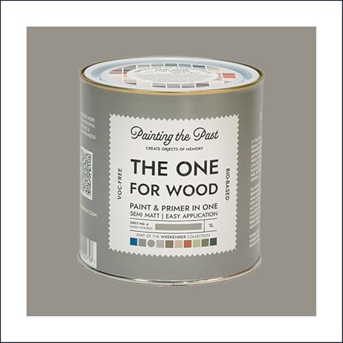 The One for Wood Paint & Primer 1L Grey No. 6 Family Photos | Semi Matt Finish, Bio-Based & VOC-Free Formula for Wooden Furniture & Surfaces | Durable & Easy Indoor Home Decorating