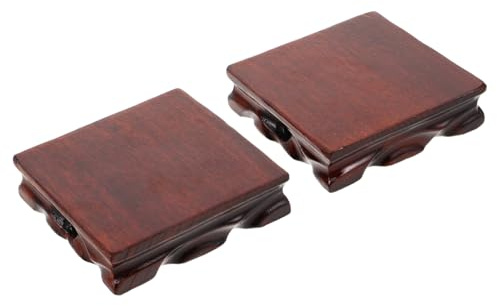 Sosoport 2pcs Solid Wood Square Display Stand Stable Oriental Pedestal for Teapot Flower Pot Plant Stand Fishbowl Vintage Home Decoration