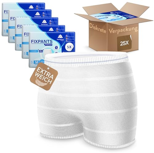 Harmony Care® Fixpants Premium - extra weiche Netzhosen bei Inkontinenz und Wochenbett - Fixierhosen für Inkontinenzeinlagen, zuverlässig haltende Netzunterhosen Netzhöschen long leg - M 25 Stück