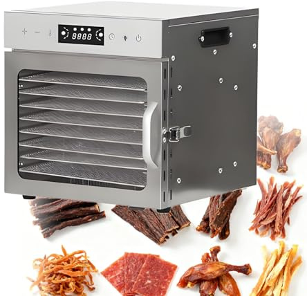 WTRYRN Dörrgeräte für Trockenfleisch, Obsttrocknungsgeräte, Dörrautomaten komplett aus Edelstahl, für Obst, Gemüse, Kräuter, Pilze, Hundeleckerlis, Dörrgeräte 8Layer