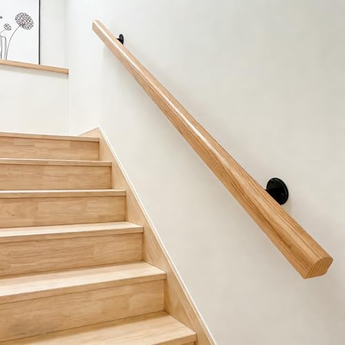 Handläufe für Treppen, Treppengeländer aus Holz mit Halterungen, Rutschfeste Treppengeländer Stützstange, Gegen die Wand ältere Menschen und Kinder Loft Grab Bar Kit für Innenflure, Villen (A, 100cm)