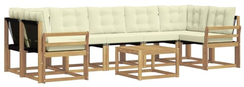 vidaXL Outdoor-Sofagarnitur mit Kissen 8 pcs Weiß und Creme, Akazienholz Garten Sofa Set, modernes Möbel, langlebige Terrasse Sitzgelegenheiten, Entspannung für deinen Hinterhof