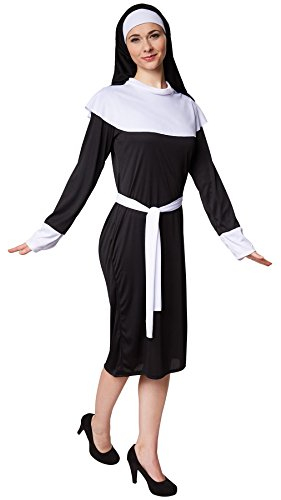 tectake dressforfun Damenkostüm Nonne Nonnenkostüm Schwester | Jersey-Elastik | inkl. Kopfbedeckung und Bindegürtel (S | Nr. 300358)