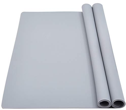 wellhouse 23.6 by 15.7 Extra Large Mulitpurpose Silicone Nonstick Pastry Mat Countertop Protector Heat Resistant Nonskid Table Mat Set of 2(Grey)