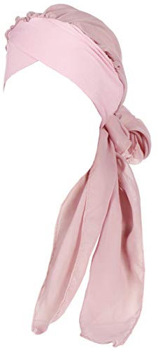 YONKOUNY Damen Kopftuch Chiffon Sommer Elegante Einfarbig Schal Turban Kopftücher Wrap Beanie Mütze Kopfbedeckung Bandana für Krebs, Chemo, Haarausfal (Rosa)