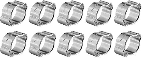 10pcs Zinc Plated Stainless Steel Pipe Clamps Two-Ear Hose Drive Clamps for Fule Petrol Pipe Tube(7-9mm)