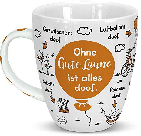 Sheepworld Tasse Ohne Laune ist alles doof | Porzellan, 45 cl | Porzellantasse für Kaffee und Tee, Tasse mit Spruch | 46505