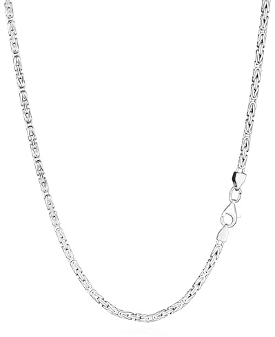 NKlaus Massive Königskette - Kette Echt Silber 925 (Länge r wählbar: 19,5cm - 80cm) - Sterling Silberkette Herren - Sterlingsilber Königs kette vierkant Diamantiert - Herrenkette - Collier 2.3mm breit