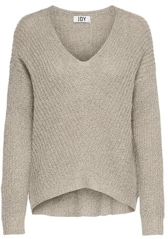JdY Damen Jdynew Megan L/S Knt Noos Strickpullover, Cement/Detail:w. Black Ply, L EU