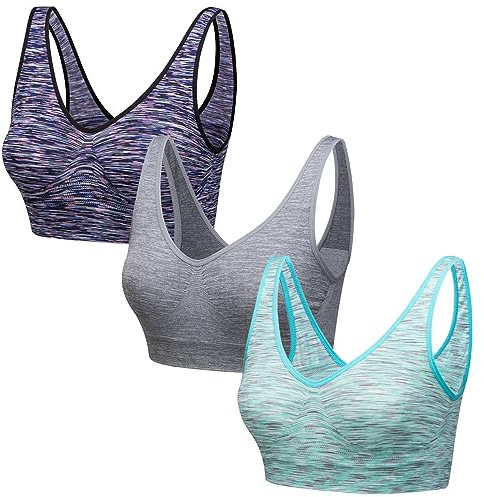Blu Apparel Seamless Comfort Stretch Bra Marl 3 9 Pack Multiapack Bras Sleep Maternity Bras No Pads No Underwire (UK, Alpha, XXL, Regular, Regular, Navy/Aqua/Grey)