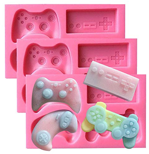 SUNSK Moldes de Pastel de Silicona Fondant 3D Controlador De Juego Molde para Hornear Tartas Dulces Chocolate Jabón Moldes 3 piezas