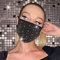 IYOU Kristall Maskerade Mundschutz Wiederverwendbare Gesichtsmasken Black Bling Strass Gesichtsschutz Halloween Genie Kostüm Glitzer Dekoration Schmuck für Frauen und Mädchen