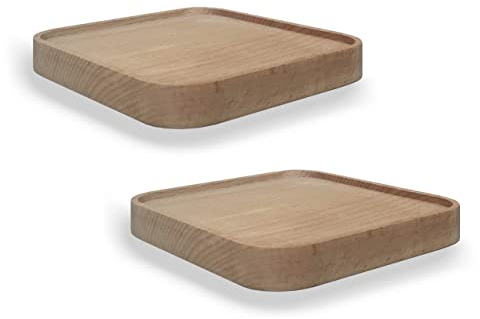 anaan Raft Wandregal viereckig Schweberegal Holz Kleine Regale Wandablagen Präsentation Deko Regal Pflanzenregal Holzregal Wandboard Hängeregal Wandbefestigung Wanddeko Design 2er Set (Quadrat 15cm)