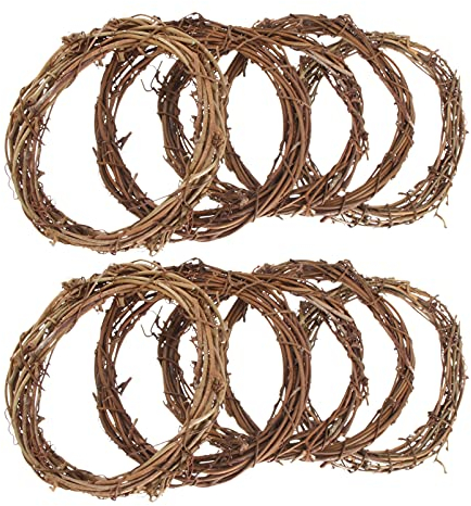 VALICLUD Rebenkranz Rattankranz Rattan Rohling 10cm Weihnachtskranz: Naturkranz Basteln DIY 10 Stücke Herstellung Ringe Wandkranz Türkranz Rohling Party Erntedankfest Weihnachten Festival Rebenkranz