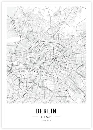 Petra Pan Städteposter Berlin in schwarz-weiß · Wandbild mit Stadtplan · DIN A2 (42x59,4cm) · als Deko oder Geschenkidee · Var. B