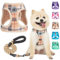 BEAUTYZOO Step in No Chock No Pull Soft Mesh Dog Harness and Leash Set, Reflective for Extra-Small/Small Puppy Dogs and Cats, Plaid Dog Vest Harness for XS/S Pets, Beige