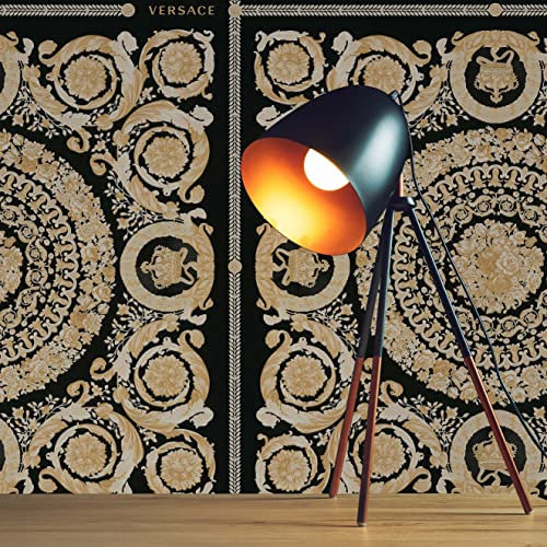 TADESSI Tapete Barock Jacopo M1-No.315 Vliestapete Schwarz Gold Tapete mit Ornamenten für Wohnzimmer Schlafzimmer Küche