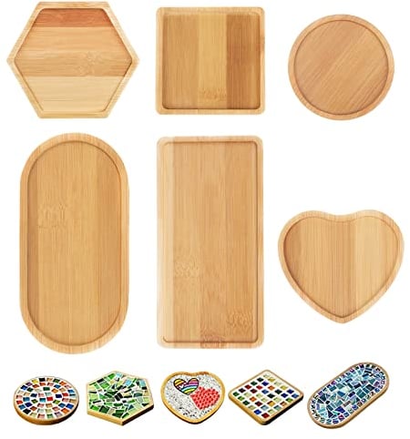 DIY Mosaik-Bambus-Untersetzer - Leere Bodenschalen, Trinkbecher, Pflanzen-Untersetzer, Kunstplatte (6 Stück, Mosaikfliesen Nicht im Lieferumfang Enthalten)
