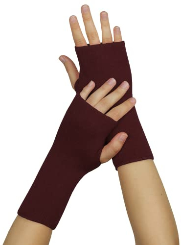 banora Armstulpen/Pulswärmer mit Daumenloch für Damen und Herren in der Naturqualität mit Schurwolle und Seide (Gr. 1, Farbe: bordeaux)