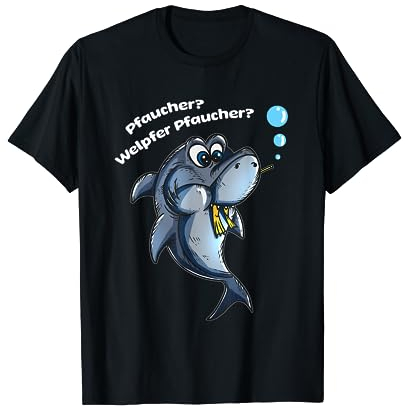 Lustiger niedlich Hai isst Taucher Pfaucher Welpfer Pfaucher T-Shirt