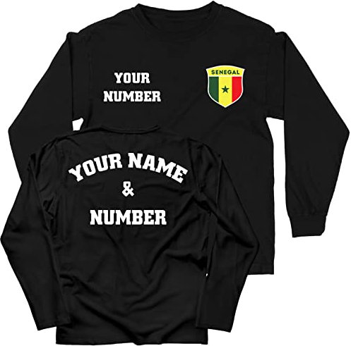 lepni.me Enfants T Shirt Sénégal Football Maillot Votre Nom et Numéro | Insigne de Drapeau Personnalisé Sénégalaise | Coupe du Monde 2022 (12-13 Ans Noir Multicolore)
