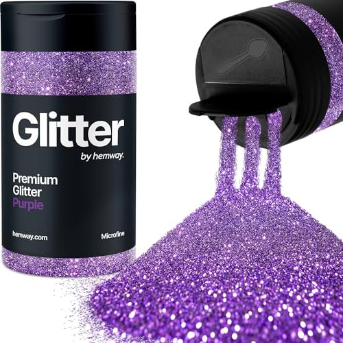 Hemway Premium Glitter Shaker - Purple | Microfine Metallic Flake Sequins for Resin & Epoxy Crafts | Craft Supplies for Tumblers, Festival, Hair, Face, Body, Eye & Nail Art | 125 g
