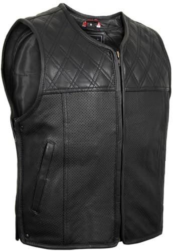 Herren Lederweste/Kutte mit Perforiertem Leder