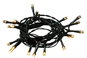 Konstsmide LED Lichterkette, mit an/aus Schalter, 6h Timer, 20 warm weiße Dioden, batteriebetrieben, Innen, grünes Kabel, 2 x AA 1.5V (exkl.) - 1408-100