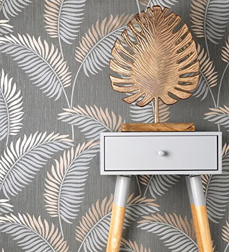 GAULAN 500681288 - Carta da parati lavabile in vinile tropicale di foglie in rilievo dettagli metallizzati per pareti soggiorno cucina bagno corridoio sala - Campione DIN A4