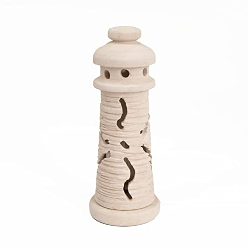 Lupia Lampada da Tavolo Faro Piccola Scultura in Pietra Leccese salentina pugliese Misure Diametro 9,5 x H24,5 cm