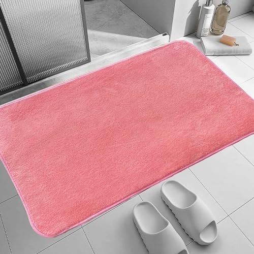 ICTEISOM Premium rosa Badematte, saugfähig und rutschfest, weich und bequem, Badteppiche für Badezimmer und Duschböden, maschinenwaschbar, 48,3 x 78,9 cm