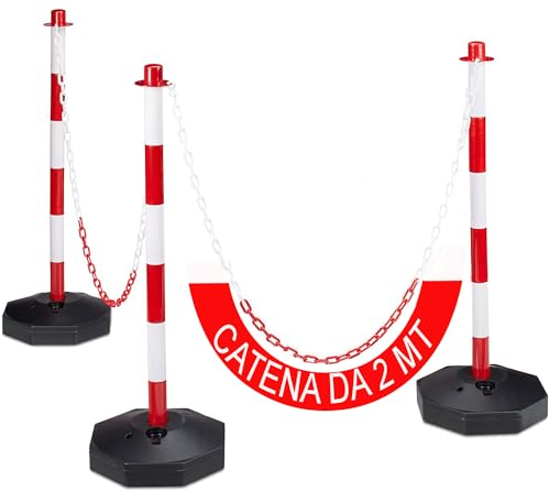 DMS SET 3 PALETTI DELIMITAZIONE PARCHEGGIO - DISSUASORE- CON 2 CATENA DA 2 MT CAD