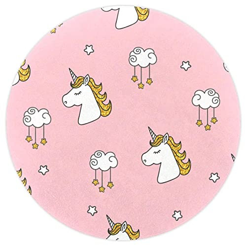 VBFOFBV Teppiche für Schlafzimmer, Ultra-luxuriöser, weicher und Dicker, Rutschfester Teppich für Kinder, Babyzimmer, Kinderzimmer, moderner Dekorteppich,Einhorn Karikatur Wolken Rosa reizend