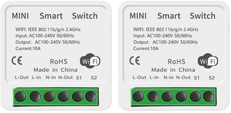 Interrupteur d'éclairage intelligent WiFi, module de relais d'interrupteur d'éclairage DIY Smart Life/Tuya APP, compatible avec Alexa et Home, 16A 3600W