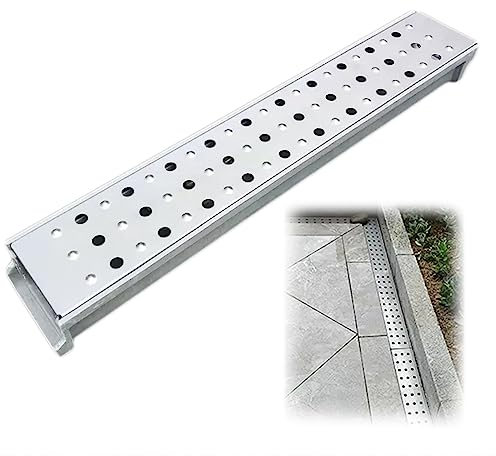 Entwässerungsrinne Drainage-Graben-System, Hofeinfahrten Rinnenentwässerung Mit Metallgitterrost 10cm Breit Für Garten Betonboden Boden, 60cm Auffangwanne Abdeckung Umlenker ( Color : Silver Style c )