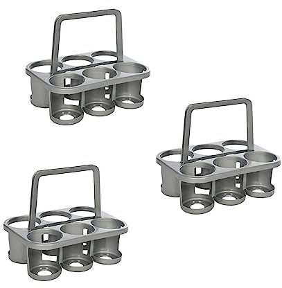 Novaliv 3X Flaschenträger für 18 Flaschen - Stabiler Halt - Getränkekorb Kunststoff, Stapelbar, 32x23x28cm Silber - Ideal für Küche & Keller Getränkekorb Bierträger Getränketräger Flaschenbox
