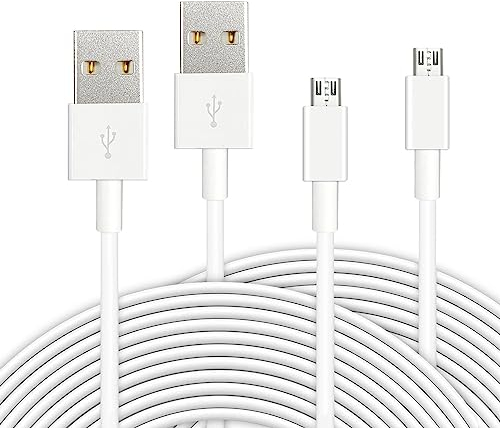 2 Pack 10Ft 3M Power Extension Cable for Wyze Cam, YI Camera, Nest Cam, Blink, Netvue, Kasa Cam, Cloud Camera, Furbo Dog, Arlo Q, USB to Micro USB Extension Charging and Data Sync Cord