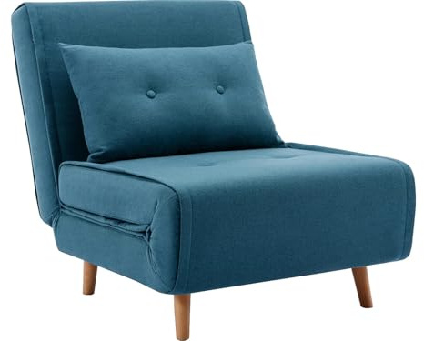 Vente-unique-Sessel mit Schlaffunktion - Stoff - Blau - URIBIA