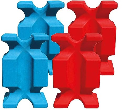 Brama-West Cavaletti Blöcke 4er SET Hindernis / Jumpingblöcke 61 x 38 x 22 cm - Hellblau & Rot